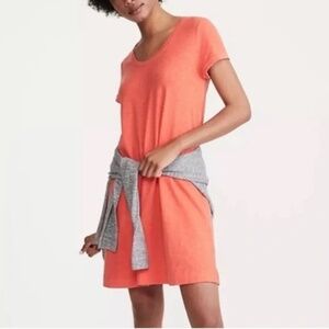 New Lou & Grey for Loft Coral Cuffed Tee Dress Cotton Short Sleeve Size S